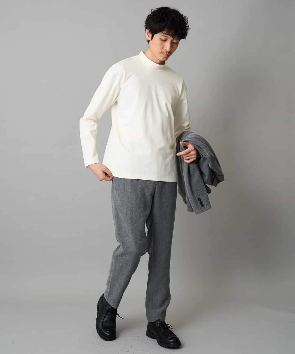 KHLLA35069 a.v.v MEN(アー・ヴェ・ヴェ) 【イージーケア/毛玉になりにくい】LANATECヘリンボーンセミルーズパンツ【ストレッチ/洗濯機で洗える】 ダークグレー