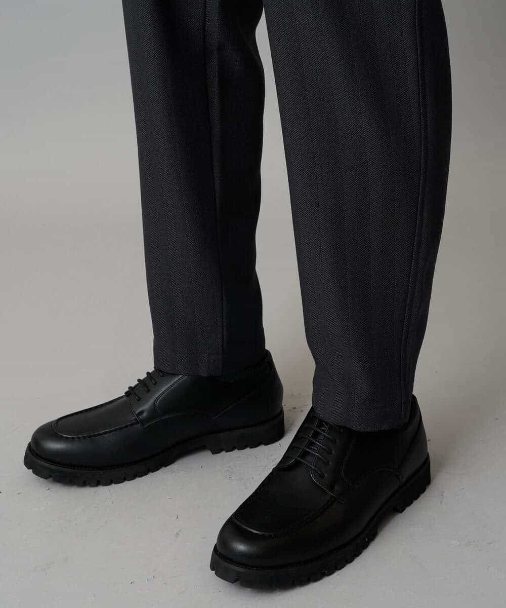 KHLLA35069 a.v.v MEN(アー・ヴェ・ヴェ) 【イージーケア/毛玉になりにくい】LANATECヘリンボーンセミルーズパンツ【ストレッチ/洗濯機で洗える】 ダークグレー