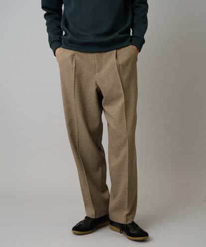 KHLLA36079 a.v.v MEN 【イージーケア/毛玉になりにくい】LANATECチェックワンタックワイドイージースラックス【洗濯機で洗える/ストレッチ】