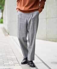 KHLLA36079 a.v.v MEN(アー・ヴェ・ヴェ) 【イージーケア/毛玉になりにくい】LANATECチェックワンタックワイドイージースラックス【洗濯機で洗える/ストレッチ】 グレー系チェック柄