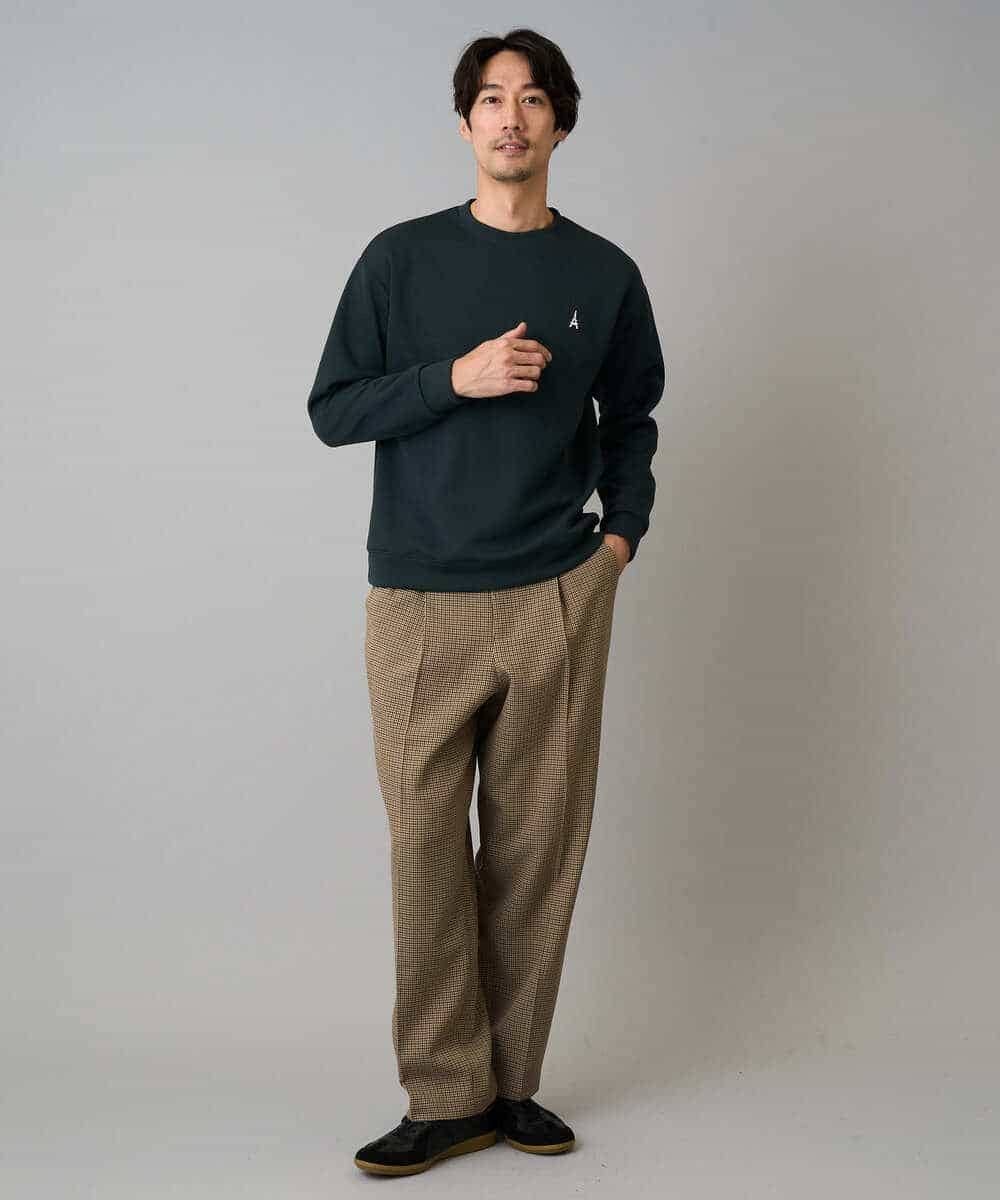 KHLLA36079 a.v.v MEN(アー・ヴェ・ヴェ) 【イージーケア/毛玉になりにくい】LANATECチェックワンタックワイドイージースラックス【洗濯機で洗える/ストレッチ】 グレー系チェック柄