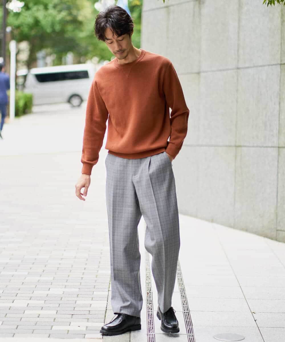 KHLLA36079 a.v.v MEN(アー・ヴェ・ヴェ) 【イージーケア/毛玉になりにくい】LANATECチェックワンタックワイドイージースラックス【洗濯機で洗える/ストレッチ】 グレー系チェック柄