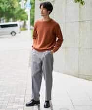 KHLLA36079 a.v.v MEN(アー・ヴェ・ヴェ) 【イージーケア/毛玉になりにくい】LANATECチェックワンタックワイドイージースラックス【洗濯機で洗える/ストレッチ】 グレー系チェック柄