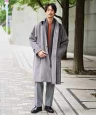 KHLLA36079 a.v.v MEN(アー・ヴェ・ヴェ) 【イージーケア/毛玉になりにくい】LANATECチェックワンタックワイドイージースラックス【洗濯機で洗える/ストレッチ】 グレー系チェック柄