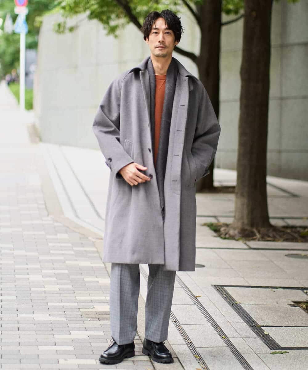 KHLLA36079 a.v.v MEN(アー・ヴェ・ヴェ) 【イージーケア/毛玉になりにくい】LANATECチェックワンタックワイドイージースラックス【洗濯機で洗える/ストレッチ】 グレー系チェック柄