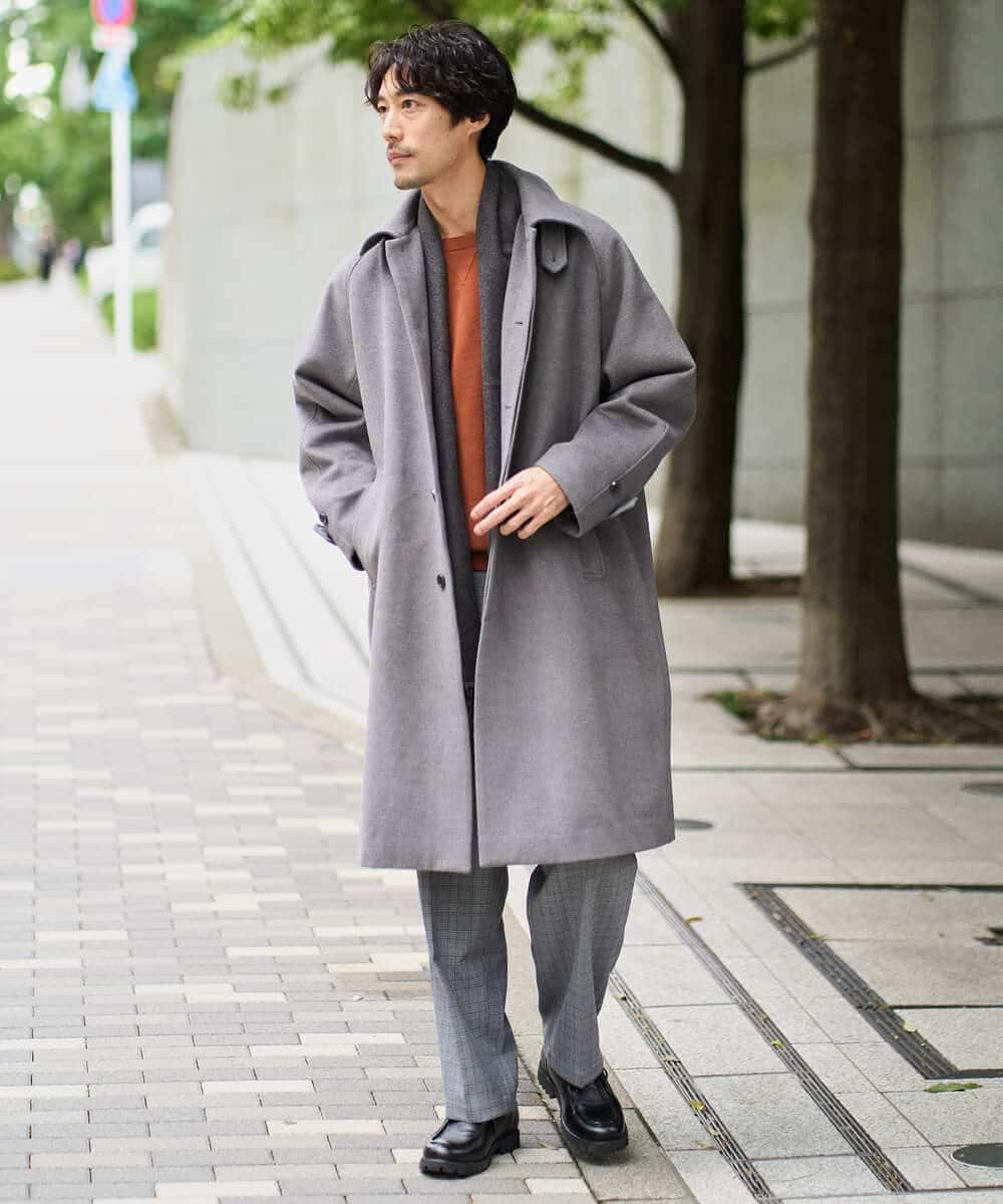 KHLLA36079 a.v.v MEN(アー・ヴェ・ヴェ) 【イージーケア/毛玉になりにくい】LANATECチェックワンタックワイドイージースラックス【洗濯機で洗える/ストレッチ】 グレー系チェック柄