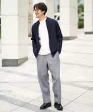 KHLLA36079 a.v.v MEN(アー・ヴェ・ヴェ) 【イージーケア/毛玉になりにくい】LANATECチェックワンタックワイドイージースラックス【洗濯機で洗える/ストレッチ】 グレー系チェック柄