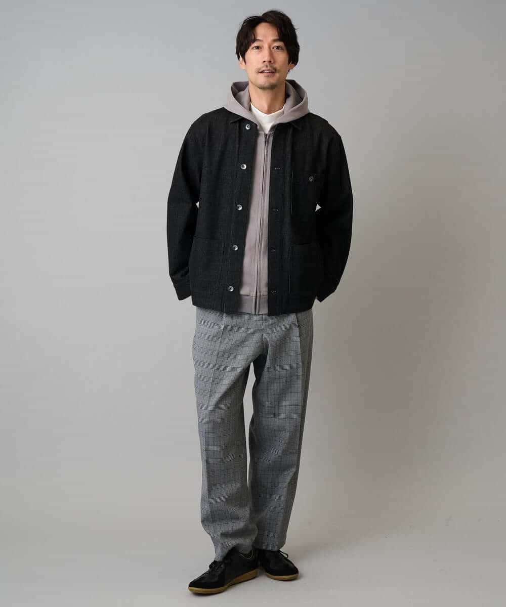 KHLLA36079 a.v.v MEN(アー・ヴェ・ヴェ) 【イージーケア/毛玉になりにくい】LANATECチェックワンタックワイドイージースラックス【洗濯機で洗える/ストレッチ】 グレー系チェック柄