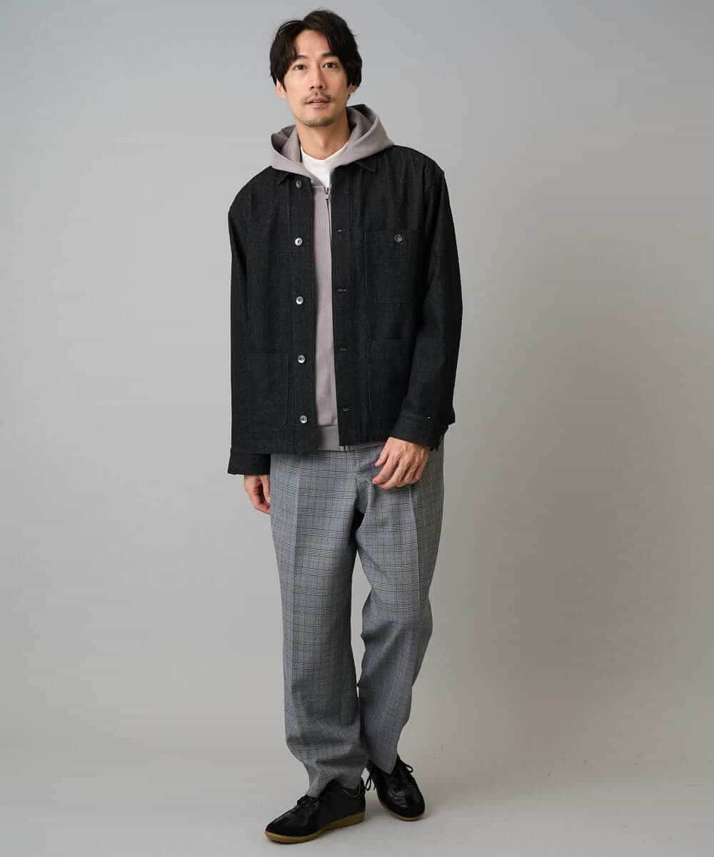 KHLLA36079 a.v.v MEN(アー・ヴェ・ヴェ) 【イージーケア/毛玉になりにくい】LANATECチェックワンタックワイドイージースラックス【洗濯機で洗える/ストレッチ】 グレー系チェック柄