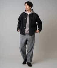 KHLLA36079 a.v.v MEN(アー・ヴェ・ヴェ) 【イージーケア/毛玉になりにくい】LANATECチェックワンタックワイドイージースラックス【洗濯機で洗える/ストレッチ】 グレー系チェック柄