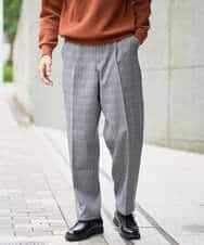 KHLLA36079 a.v.v MEN(アー・ヴェ・ヴェ) 【イージーケア/毛玉になりにくい】LANATECチェックワンタックワイドイージースラックス【洗濯機で洗える/ストレッチ】 グレー系チェック柄