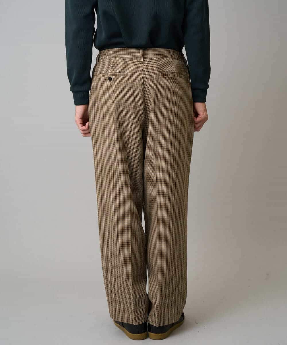 KHLLA36079 a.v.v MEN(アー・ヴェ・ヴェ) 【イージーケア/毛玉になりにくい】LANATECチェックワンタックワイドイージースラックス【洗濯機で洗える/ストレッチ】 グレー系チェック柄