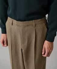 KHLLA36079 a.v.v MEN(アー・ヴェ・ヴェ) 【イージーケア/毛玉になりにくい】LANATECチェックワンタックワイドイージースラックス【洗濯機で洗える/ストレッチ】 グレー系チェック柄