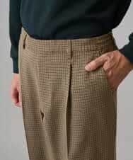 KHLLA36079 a.v.v MEN(アー・ヴェ・ヴェ) 【イージーケア/毛玉になりにくい】LANATECチェックワンタックワイドイージースラックス【洗濯機で洗える/ストレッチ】 グレー系チェック柄