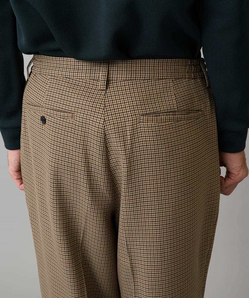 KHLLA36079 a.v.v MEN(アー・ヴェ・ヴェ) 【イージーケア/毛玉になりにくい】LANATECチェックワンタックワイドイージースラックス【洗濯機で洗える/ストレッチ】 グレー系チェック柄