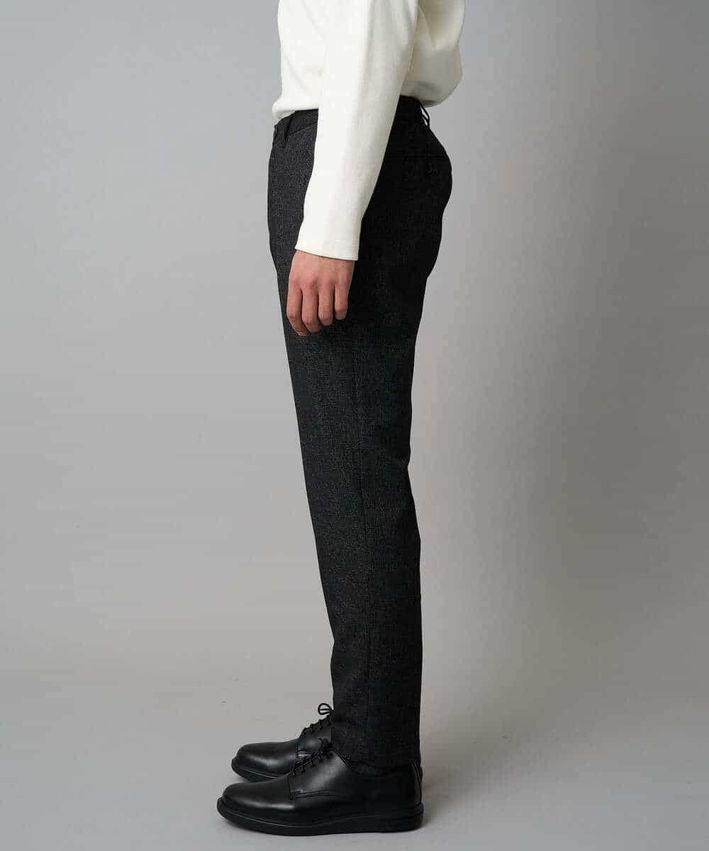 KHLLA37069 a.v.v MEN(アー・ヴェ・ヴェ) 【イージーケア/毛玉になりにくい】メランジシャンブレースマートスラックス【洗濯機で洗える/ストレッチ】〈ON/OFF SERIES〉 ダークグレー