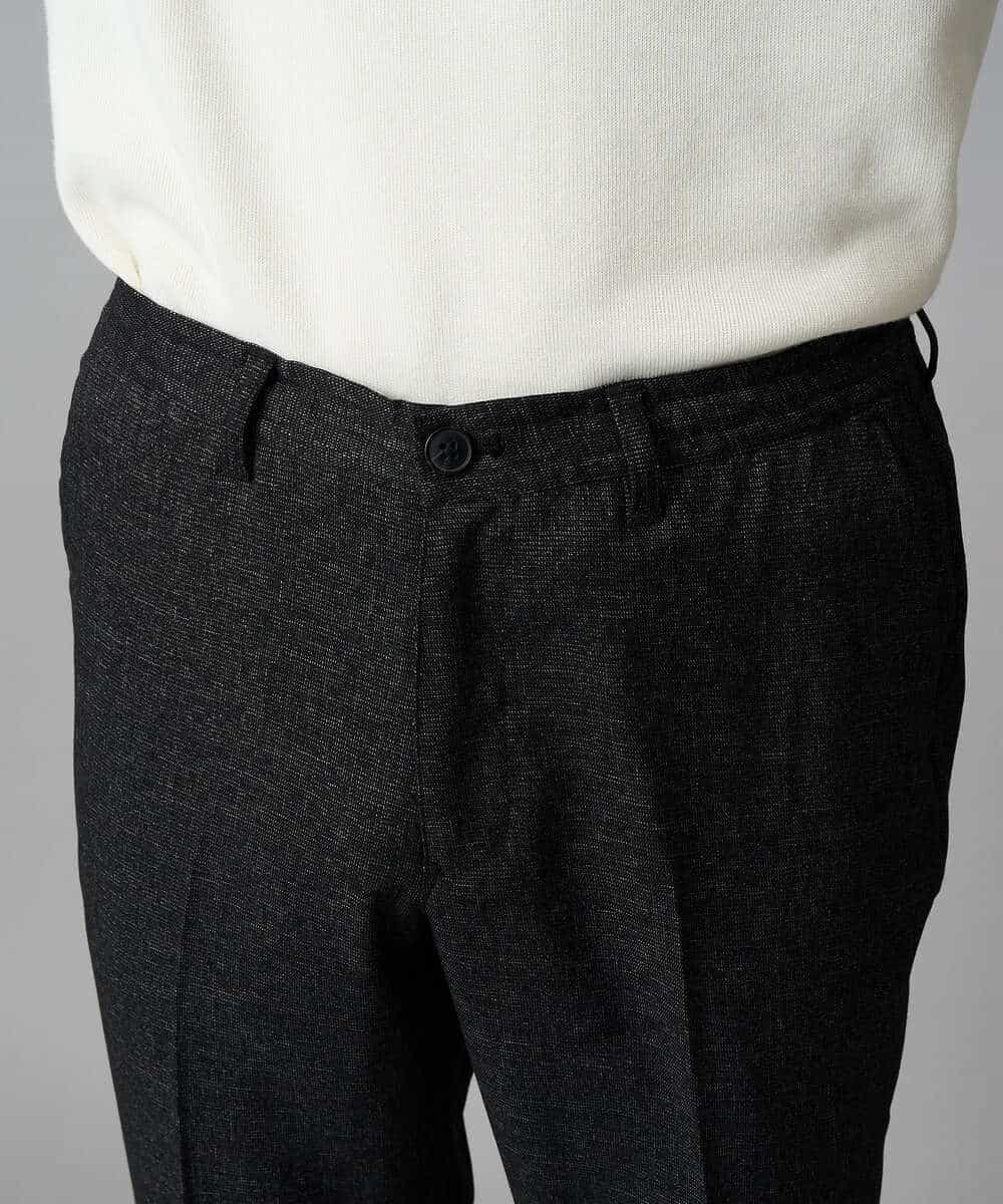 KHLLA37069 a.v.v MEN(アー・ヴェ・ヴェ) 【イージーケア/毛玉になりにくい】メランジシャンブレースマートスラックス【洗濯機で洗える/ストレッチ】〈ON/OFF SERIES〉 ダークグレー