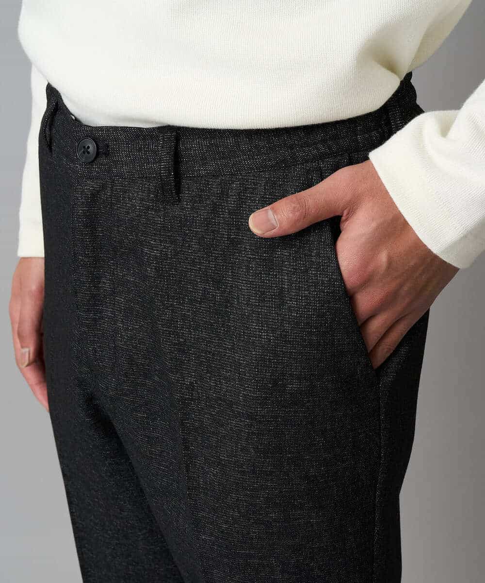 KHLLA37069 a.v.v MEN(アー・ヴェ・ヴェ) 【イージーケア/毛玉になりにくい】メランジシャンブレースマートスラックス【洗濯機で洗える/ストレッチ】〈ON/OFF SERIES〉 ダークグレー