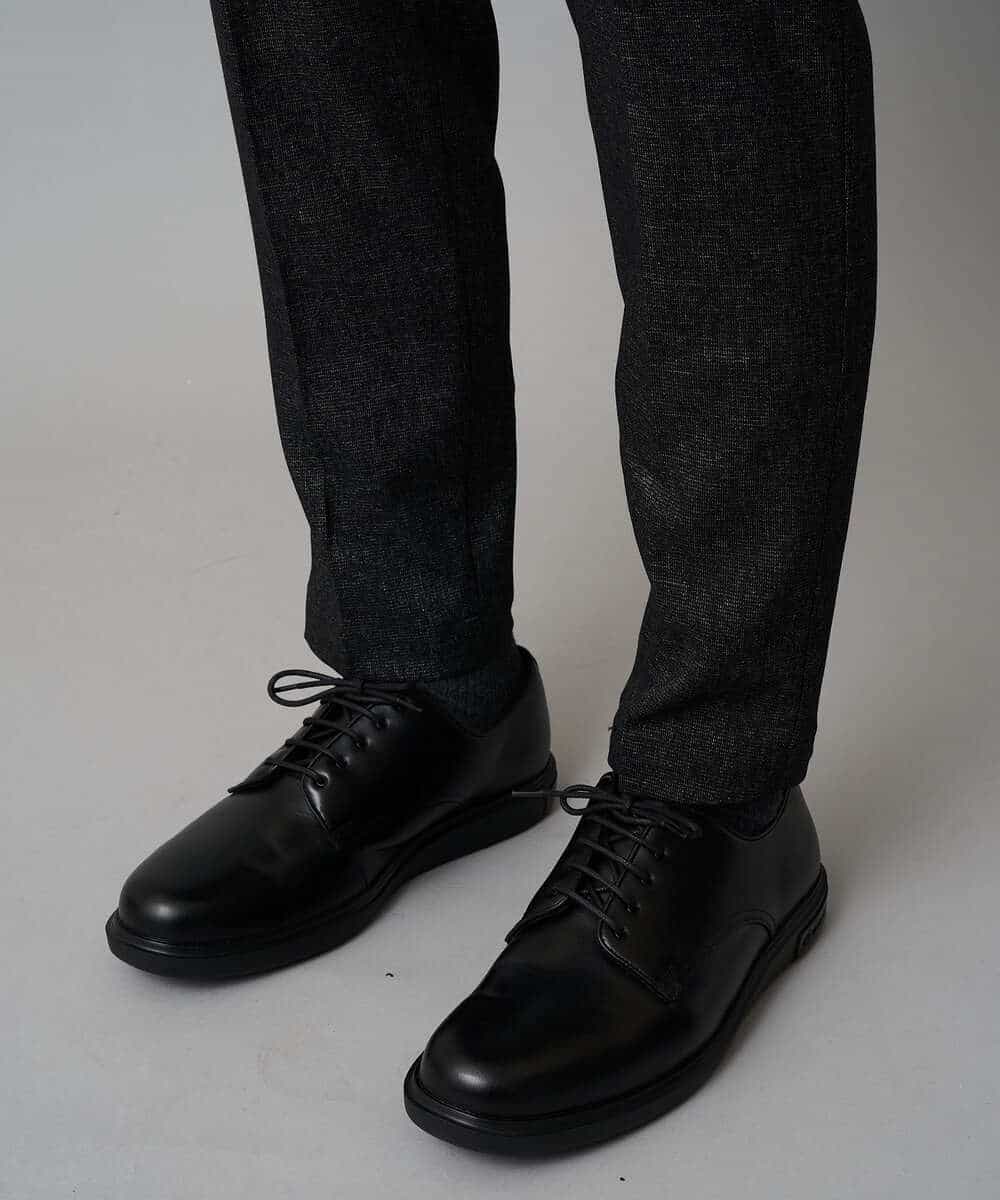 KHLLA37069 a.v.v MEN(アー・ヴェ・ヴェ) 【イージーケア/毛玉になりにくい】メランジシャンブレースマートスラックス【洗濯機で洗える/ストレッチ】〈ON/OFF SERIES〉 ダークグレー