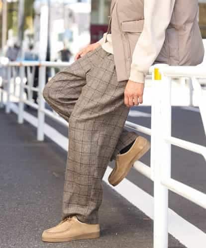 KHLLS23069 a.v.v MEN 【洗濯機で洗える】チェック柄ツータックワイドイージーパンツ