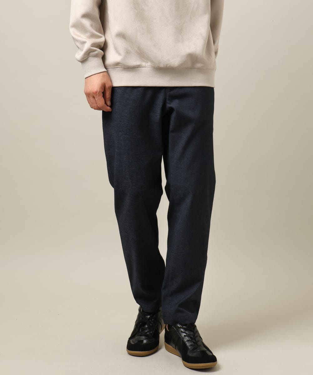 KHLLV26059 a.v.v MEN(アー・ヴェ・ヴェ) 【ON/OFF兼用】シャンブレー裏起毛スマートテーパードパンツ(セットアップ可） ネイビー
