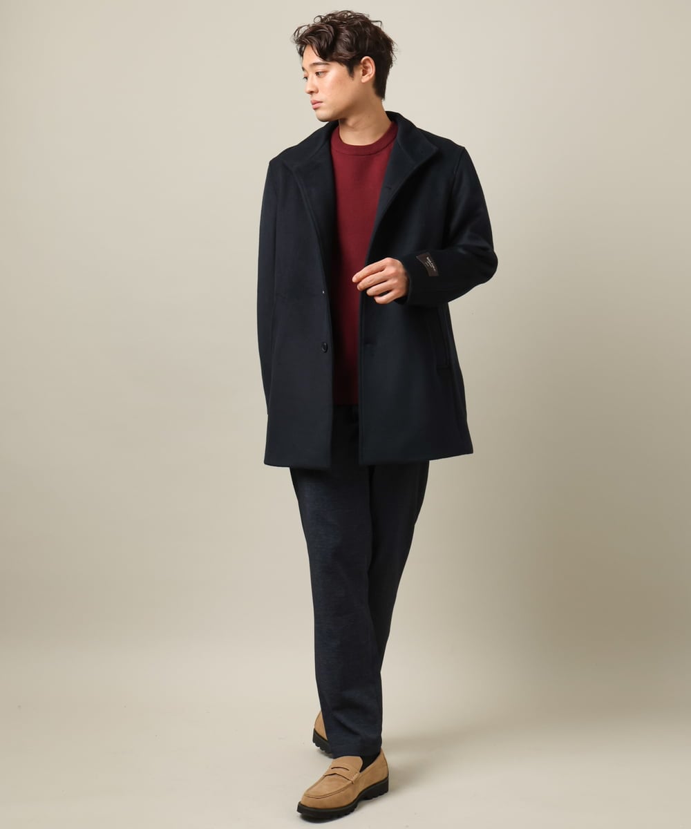 KHLLV26059 a.v.v MEN(アー・ヴェ・ヴェ) 【ON/OFF兼用】シャンブレー裏起毛スマートテーパードパンツ(セットアップ可） ネイビー