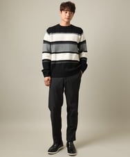 KHLLV26059 a.v.v MEN(アー・ヴェ・ヴェ) 【ON/OFF兼用】シャンブレー裏起毛スマートテーパードパンツ(セットアップ可） ネイビー