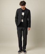 KHLLV26059 a.v.v MEN(アー・ヴェ・ヴェ) 【ON/OFF兼用】シャンブレー裏起毛スマートテーパードパンツ(セットアップ可） ネイビー