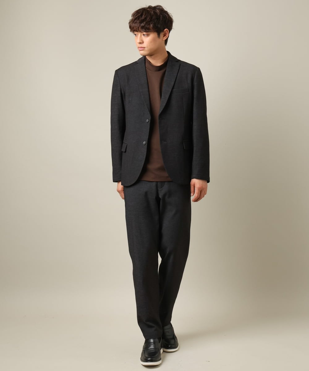 KHLLV26059 a.v.v MEN(アー・ヴェ・ヴェ) 【ON/OFF兼用】シャンブレー裏起毛スマートテーパードパンツ(セットアップ可） ネイビー