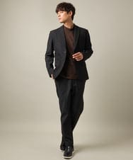 KHLLV26059 a.v.v MEN(アー・ヴェ・ヴェ) 【ON/OFF兼用】シャンブレー裏起毛スマートテーパードパンツ(セットアップ可） ネイビー