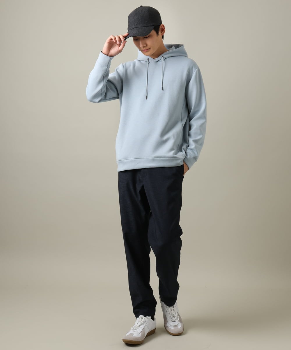 KHLLV26059 a.v.v MEN(アー・ヴェ・ヴェ) 【ON/OFF兼用】シャンブレー裏起毛スマートテーパードパンツ(セットアップ可） ネイビー