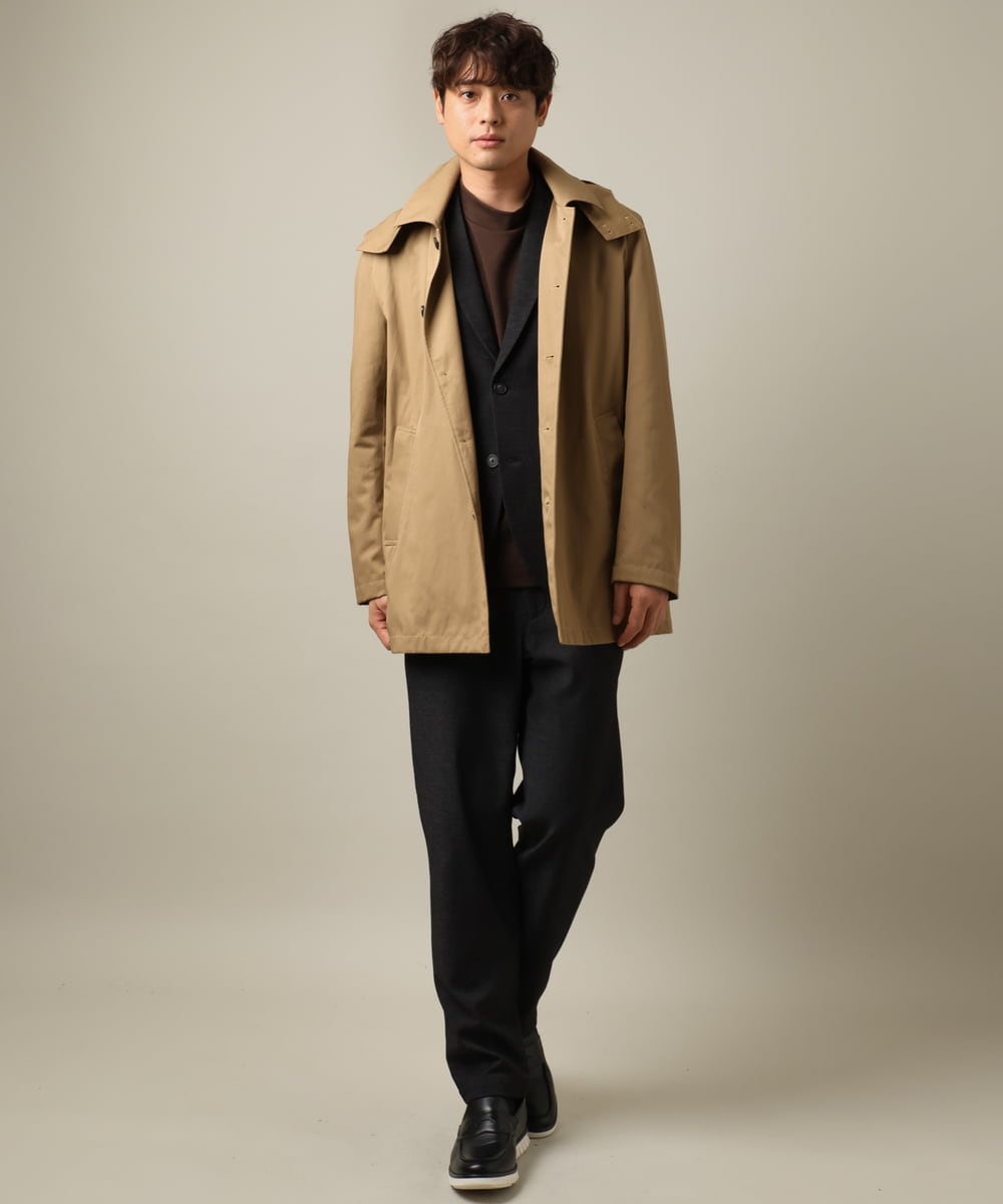 KHLLV26059 a.v.v MEN(アー・ヴェ・ヴェ) 【ON/OFF兼用】シャンブレー裏起毛スマートテーパードパンツ(セットアップ可） ネイビー