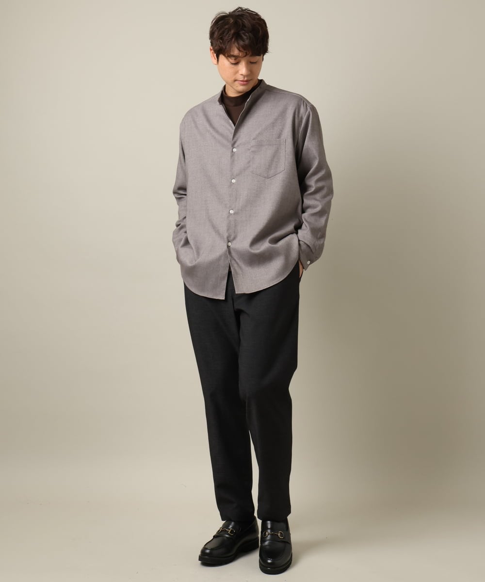 KHLLV26059 a.v.v MEN(アー・ヴェ・ヴェ) 【ON/OFF兼用】シャンブレー裏起毛スマートテーパードパンツ(セットアップ可） ネイビー