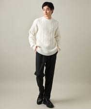 KHLLV26059 a.v.v MEN(アー・ヴェ・ヴェ) 【ON/OFF兼用】シャンブレー裏起毛スマートテーパードパンツ(セットアップ可） ネイビー