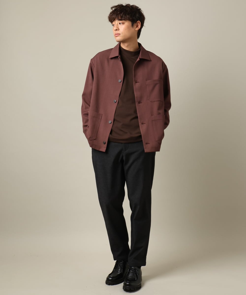 KHLLV26059 a.v.v MEN(アー・ヴェ・ヴェ) 【ON/OFF兼用】シャンブレー裏起毛スマートテーパードパンツ(セットアップ可） ネイビー