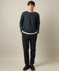 KHLLV26059 a.v.v MEN(アー・ヴェ・ヴェ) 【ON/OFF兼用】シャンブレー裏起毛スマートテーパードパンツ(セットアップ可） ネイビー