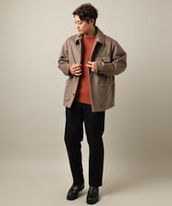 ON/OFF兼用】シャンブレー裏起毛スマートテーパードパンツ