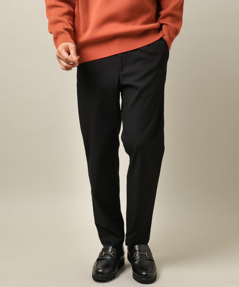 KHLLV26059 a.v.v MEN(アー・ヴェ・ヴェ) 【ON/OFF兼用】シャンブレー裏起毛スマートテーパードパンツ(セットアップ可） ネイビー