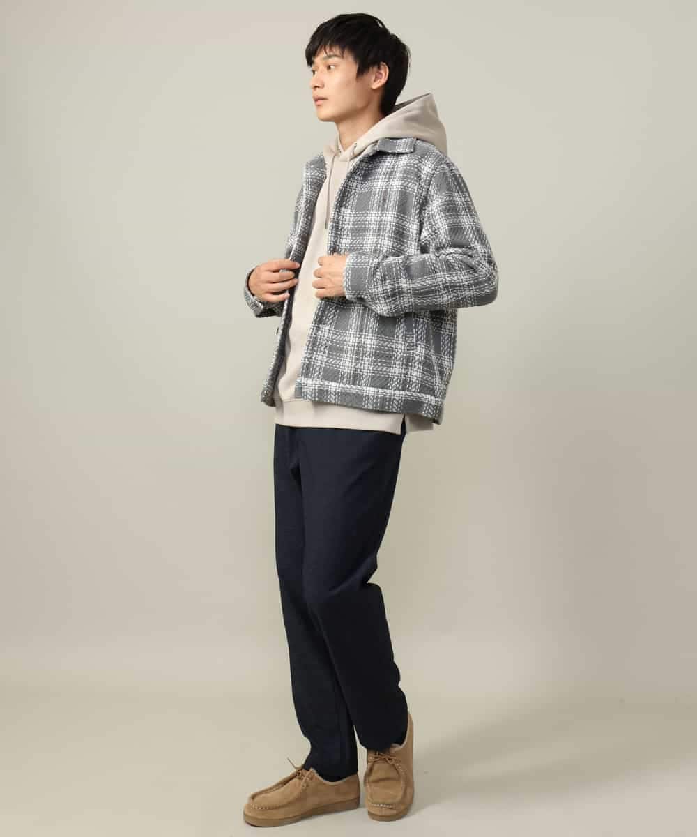 KHLLV26059 a.v.v MEN(アー・ヴェ・ヴェ) 【ON/OFF兼用】シャンブレー裏起毛スマートテーパードパンツ(セットアップ可） ネイビー