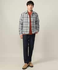 KHLLV26059 a.v.v MEN(アー・ヴェ・ヴェ) 【ON/OFF兼用】シャンブレー裏起毛スマートテーパードパンツ(セットアップ可） ネイビー