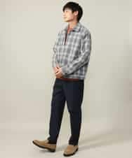 KHLLV26059 a.v.v MEN(アー・ヴェ・ヴェ) 【ON/OFF兼用】シャンブレー裏起毛スマートテーパードパンツ(セットアップ可） ネイビー