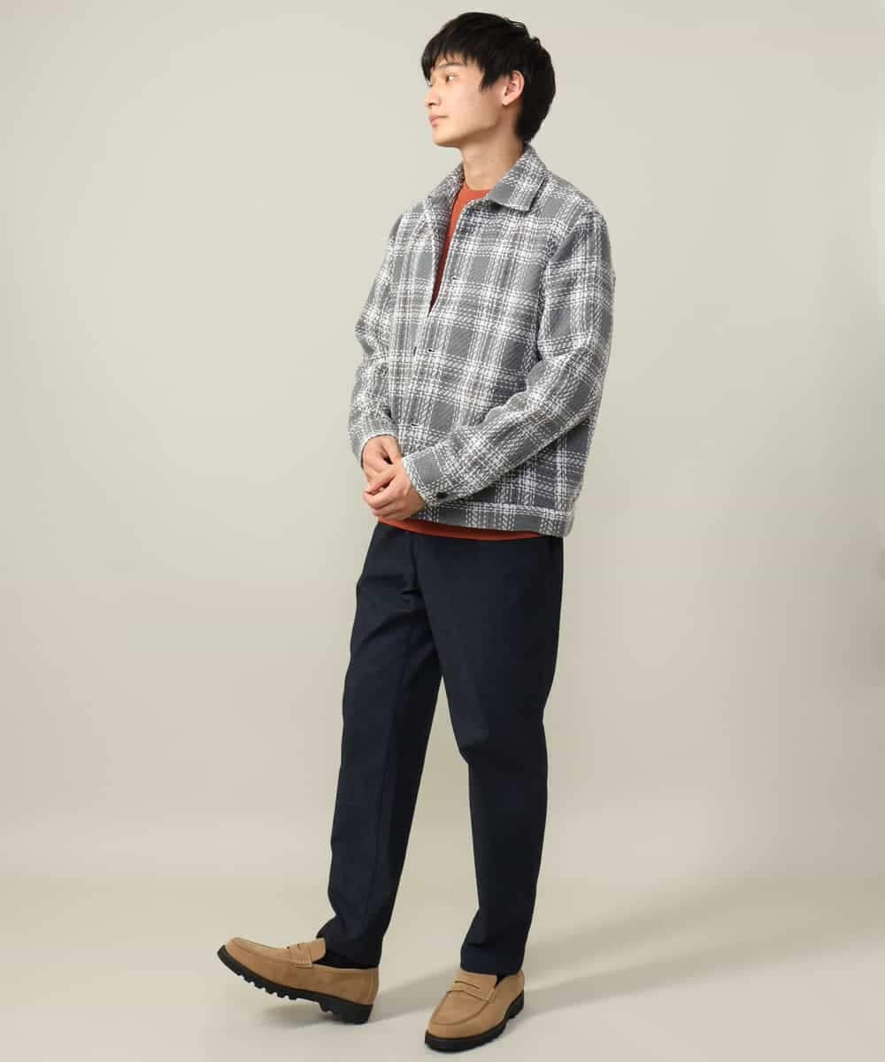 KHLLV26059 a.v.v MEN(アー・ヴェ・ヴェ) 【ON/OFF兼用】シャンブレー裏起毛スマートテーパードパンツ(セットアップ可） ネイビー