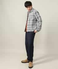 KHLLV26059 a.v.v MEN(アー・ヴェ・ヴェ) 【ON/OFF兼用】シャンブレー裏起毛スマートテーパードパンツ(セットアップ可） ネイビー