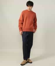 KHLLV26059 a.v.v MEN(アー・ヴェ・ヴェ) 【ON/OFF兼用】シャンブレー裏起毛スマートテーパードパンツ(セットアップ可） ネイビー