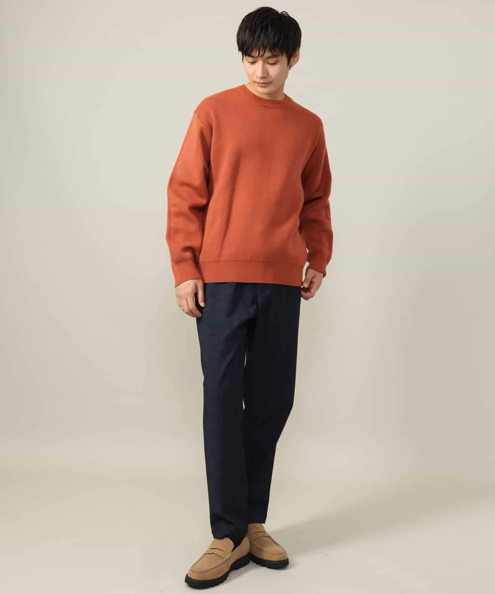 KHLLV26059 a.v.v MEN(アー・ヴェ・ヴェ) 【ON/OFF兼用】シャンブレー裏起毛スマートテーパードパンツ(セットアップ可） ネイビー