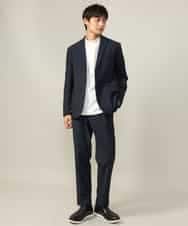 KHLLV26059 a.v.v MEN(アー・ヴェ・ヴェ) 【ON/OFF兼用】シャンブレー裏起毛スマートテーパードパンツ(セットアップ可） ネイビー