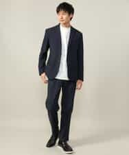 KHLLV26059 a.v.v MEN(アー・ヴェ・ヴェ) 【ON/OFF兼用】シャンブレー裏起毛スマートテーパードパンツ(セットアップ可） ネイビー