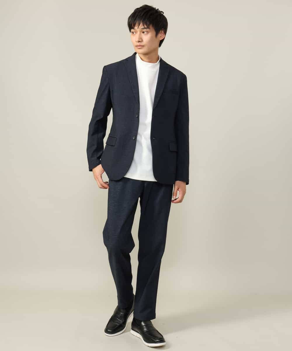 KHLLV26059 a.v.v MEN(アー・ヴェ・ヴェ) 【ON/OFF兼用】シャンブレー裏起毛スマートテーパードパンツ(セットアップ可） ネイビー