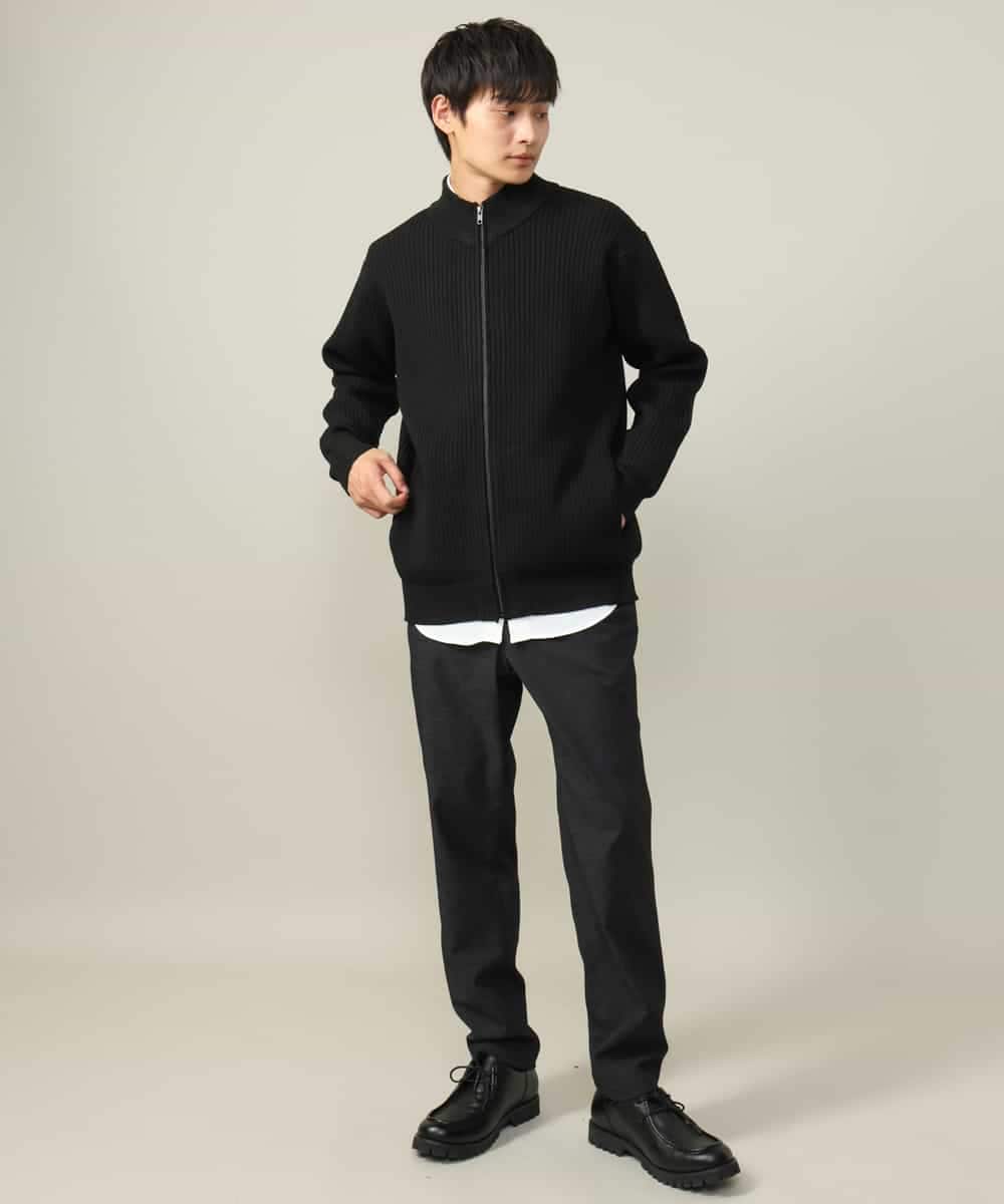 KHLLV26059 a.v.v MEN(アー・ヴェ・ヴェ) 【ON/OFF兼用】シャンブレー裏起毛スマートテーパードパンツ(セットアップ可） ネイビー