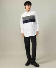 KHLLV26059 a.v.v MEN(アー・ヴェ・ヴェ) 【ON/OFF兼用】シャンブレー裏起毛スマートテーパードパンツ(セットアップ可） ネイビー